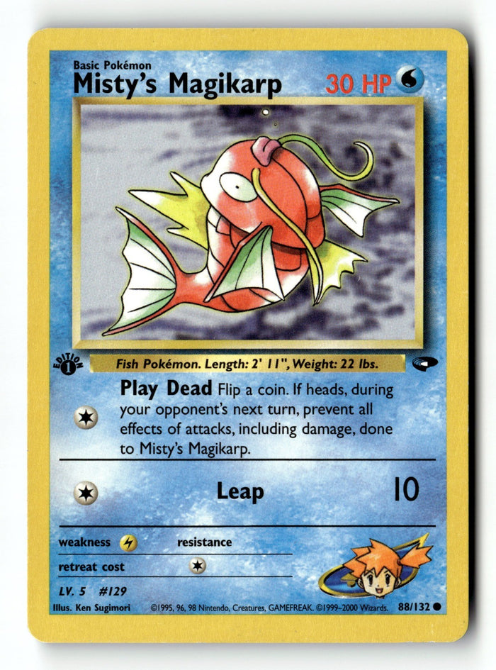 Pokemon Card Misty's Magikarp 1st Edition LP Gym Challenge 088/132