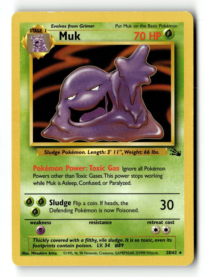 Pokemon Card Muk (28) Unlimited LP Fossil 28/62