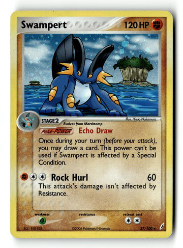 Pokemon Card Swampert Reverse Holo LP Crystal Guardians 27/100