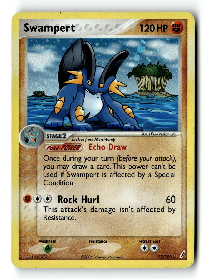 Pokemon Card Swampert Reverse Holo LP Crystal Guardians 27/100