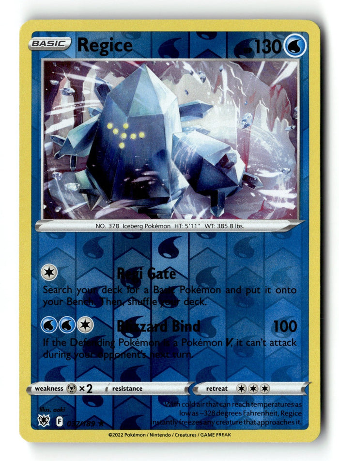 Pokemon Card Regice Reverse Holo LP SWSH10: Astral Radiance 037/189