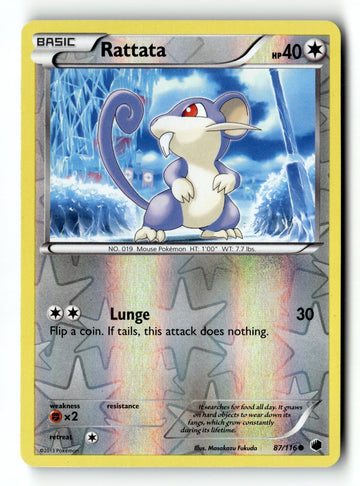 Pokemon Card Rattata Reverse Holo LP Plasma Freeze 87/116