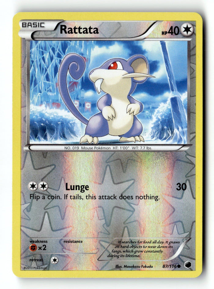 Pokemon Card Rattata Reverse Holo LP Plasma Freeze 87/116