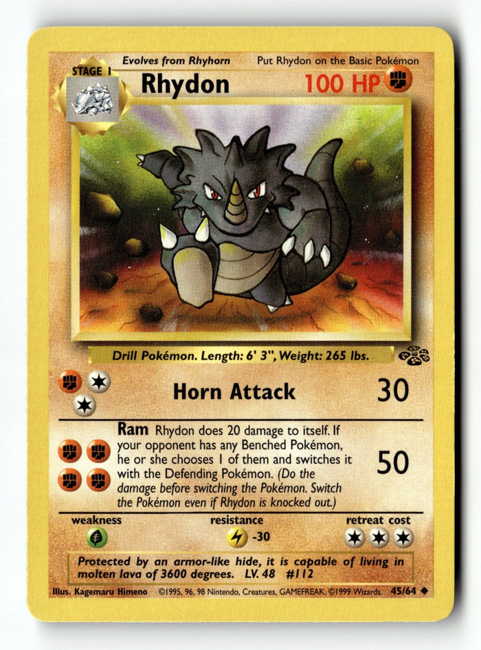 Pokemon Card Rhydon Unlimited LP Jungle 45/64