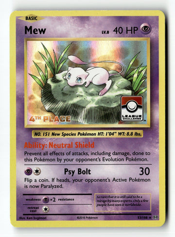 Pokemon Card Mew - 4th Place Holo LP League & Championship Cards 053/108