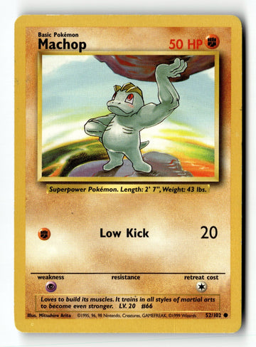 Pokemon Card Machop Unlimited LP Base Set 052/102
