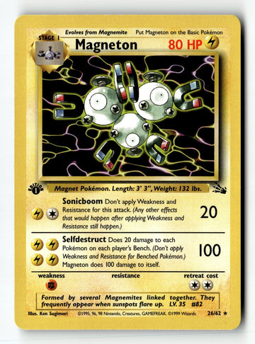 Pokemon Card Magneton (26) 1st Edition LP Fossil 26/62