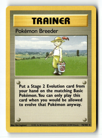 Pokemon Card Pokemon Breeder Unlimited LP Base Set 076/102