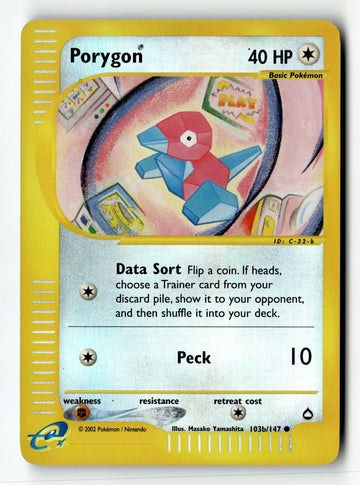 Pokemon Card Porygon (103b) Reverse Holo LP Aquapolis 103b/147