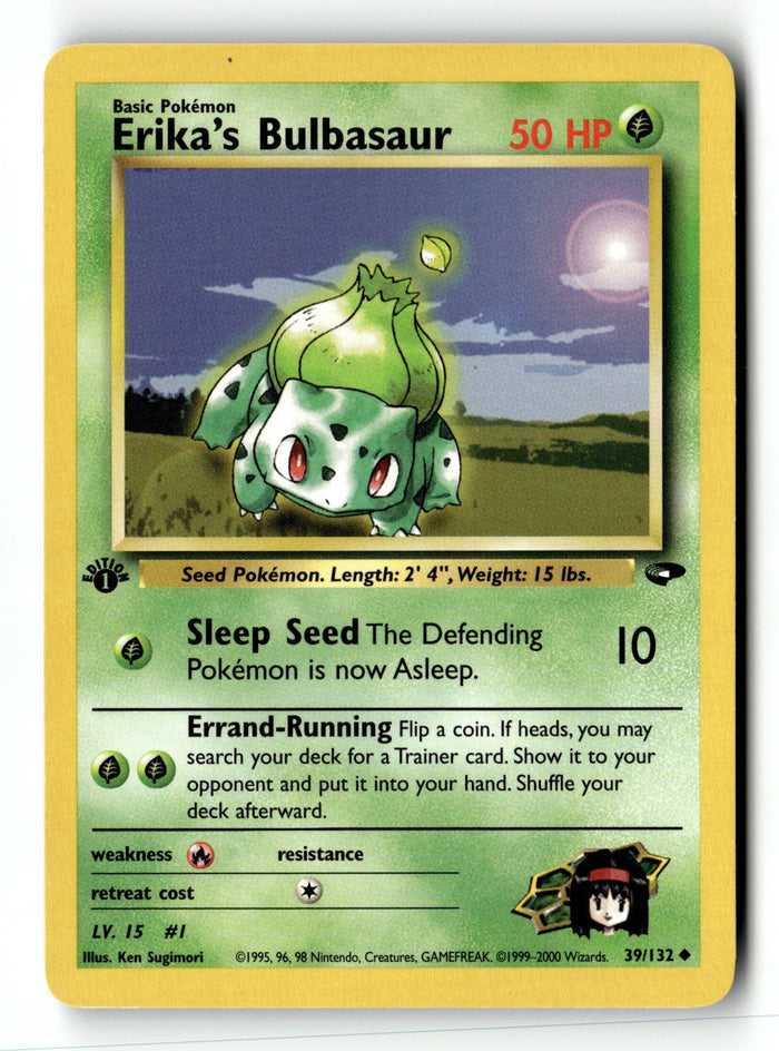 Pokemon Card Erika's Bulbasaur 1st Edition LP Gym Challenge 039/132