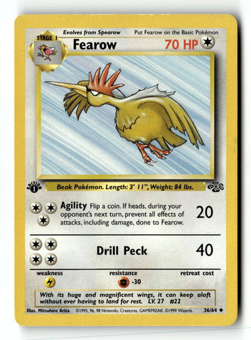 Pokemon Card Fearow 1st Edition LP Jungle 36/64