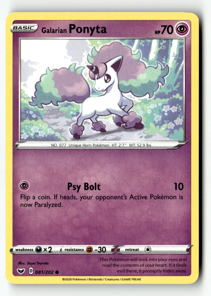 Pokemon Card Galarian Ponyta LP SWSH01: Sword & Shield Base Set 081/202