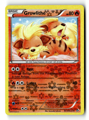Pokemon Card Growlithe Holo LP Legendary Treasures: Radiant Collection RC4/RC25