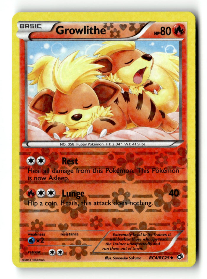 Pokemon Card Growlithe Holo LP Legendary Treasures: Radiant Collection RC4/RC25