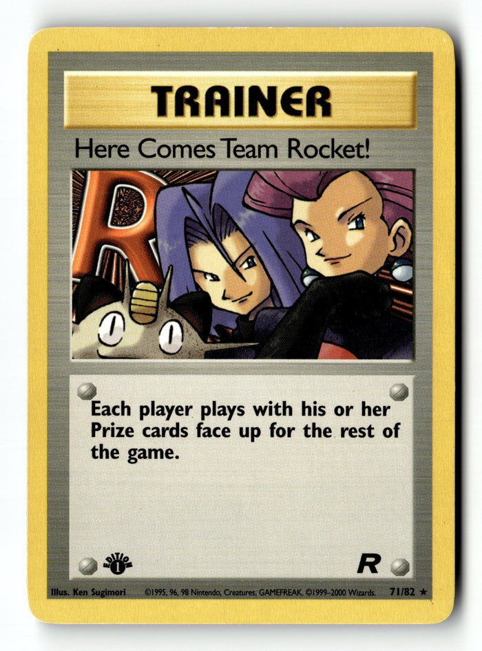 Pokemon Card Here Comes Team Rocket! (71) 1st Edition LP Team Rocket 71/82