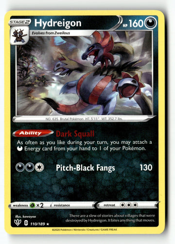 Pokemon Card Hydreigon LP SWSH03: Darkness Ablaze 110/189
