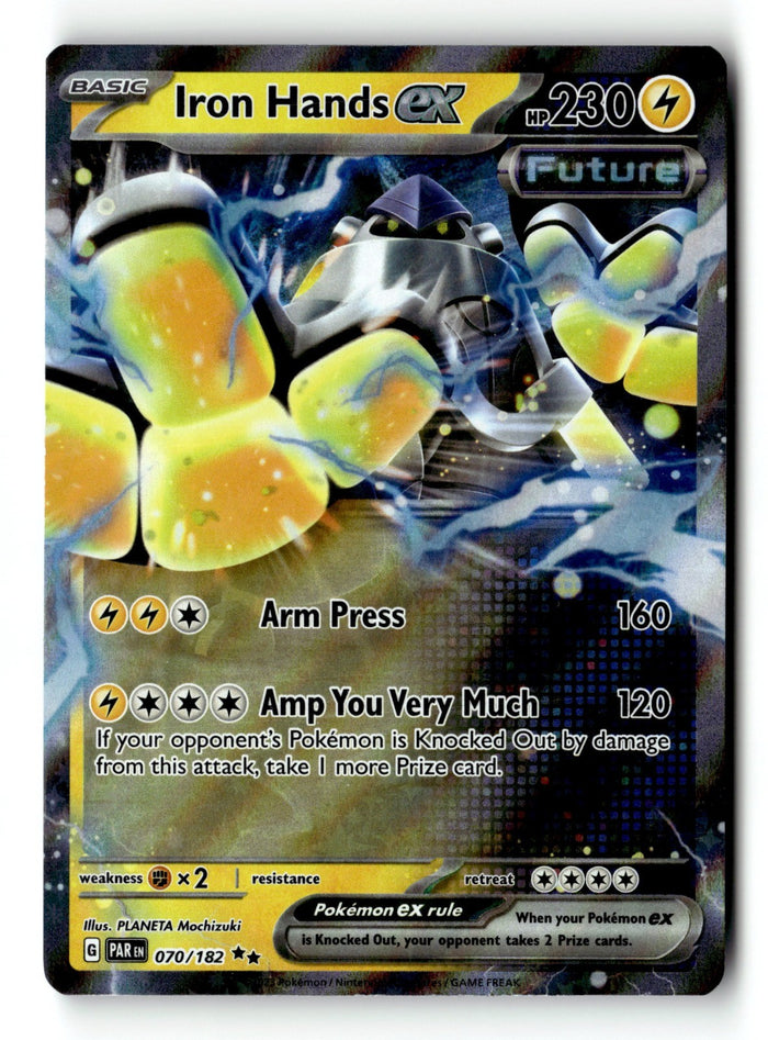 Pokemon Card Iron Hands ex - Holo LP SV04: Paradox Rift 070/182