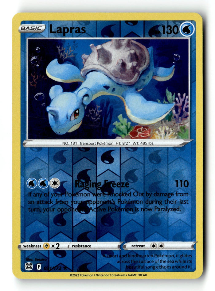 Pokemon Card Lapras Reverse Holo LP SWSH09: Brilliant Stars 031/172