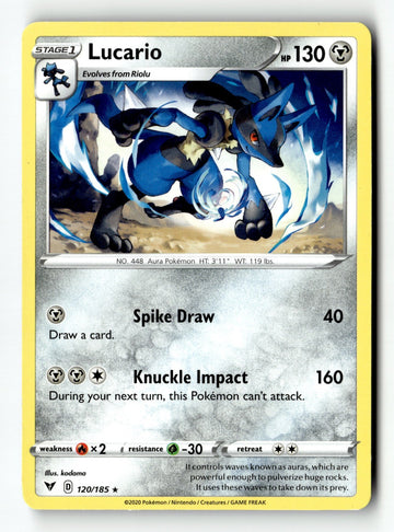 Pokemon Card Lucario LP SWSH04: Vivid Voltage 120/185