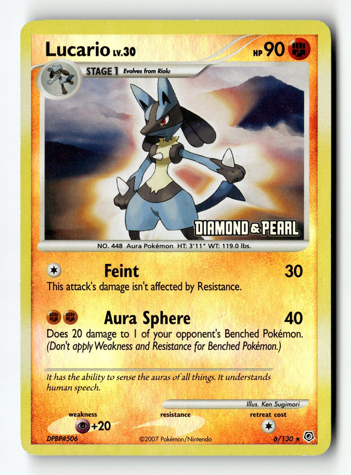 Pokemon Card Lucario - Diamond & Pearl Reverse Holo LP Burger King Promo 006/130