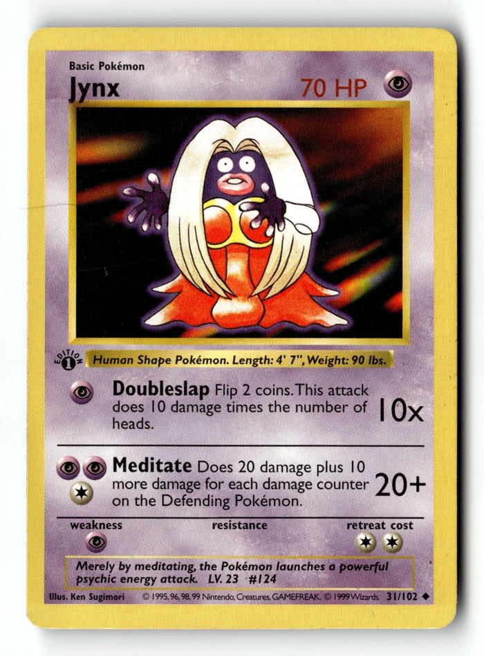 Pokemon Card Jynx 1st Edition LP Base Set (Shadowless) 031/102