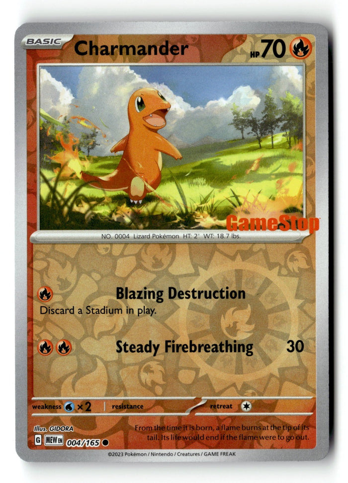 Pokemon Card Charmander - GameStop Exclusive Reverse Holo LP 004/165