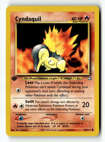 Pokemon Card Cyndaquil (56) 1st Edition LP Neo Genesis 056/111