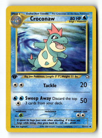 Pokemon Card Croconaw (32) 1st Edition LP Neo Genesis 032/111
