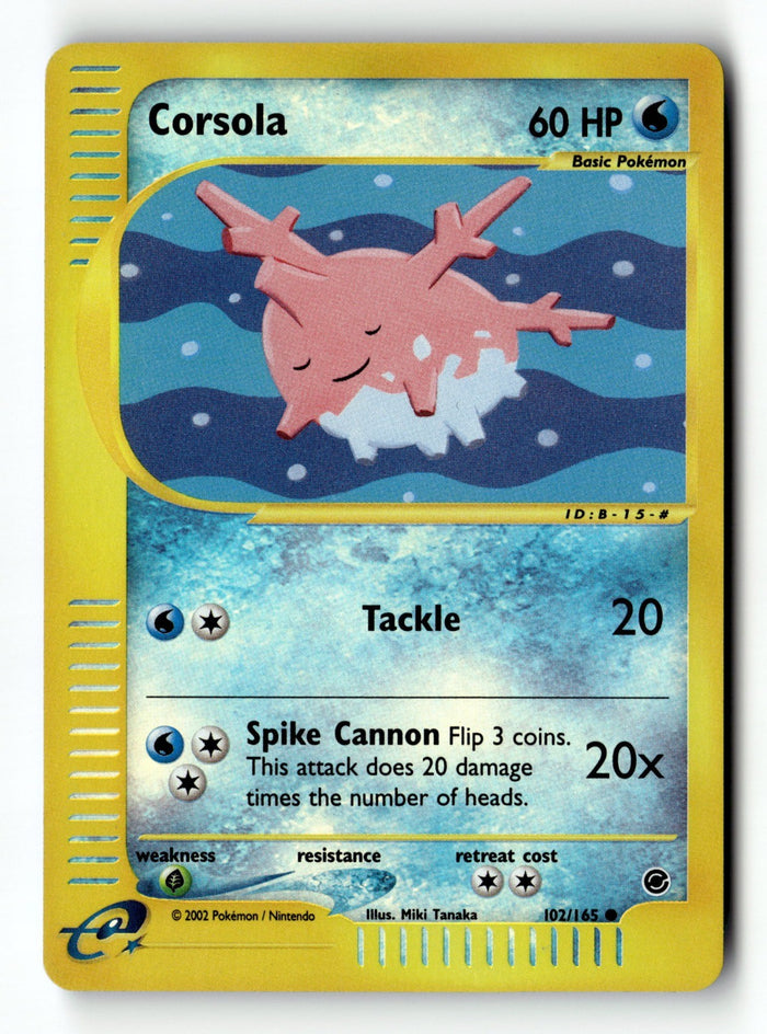 Pokemon Card Corsola Reverse Holo LP Expedition 102/165