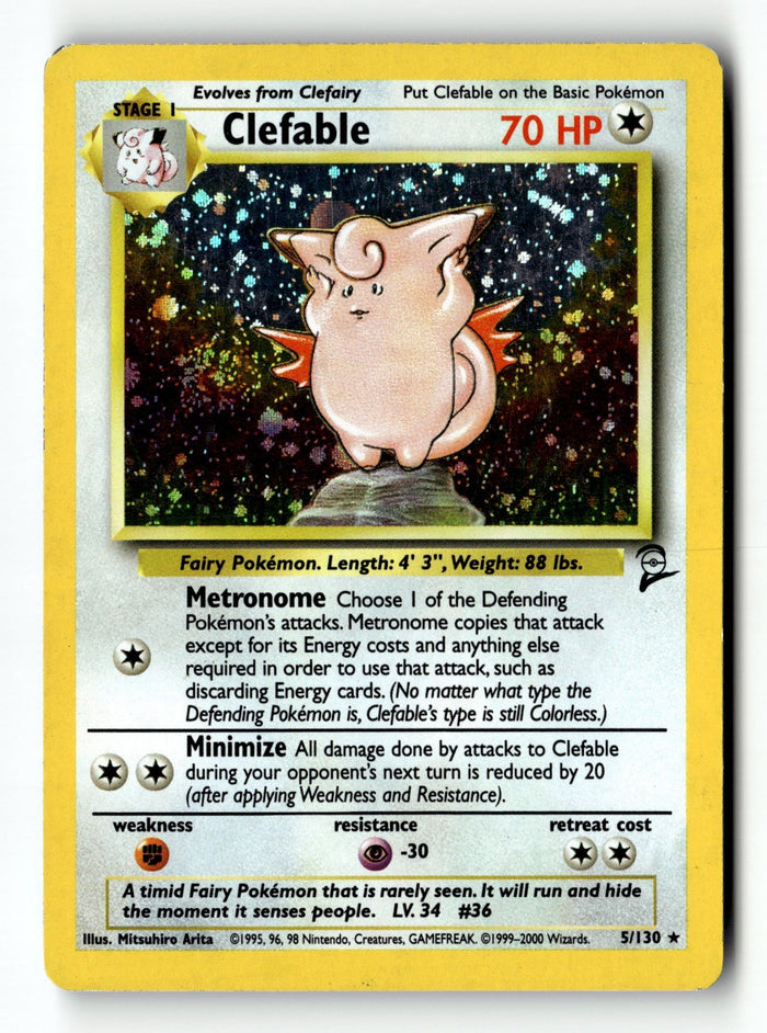 Pokemon Card Clefable LP Base Set 2 005/130