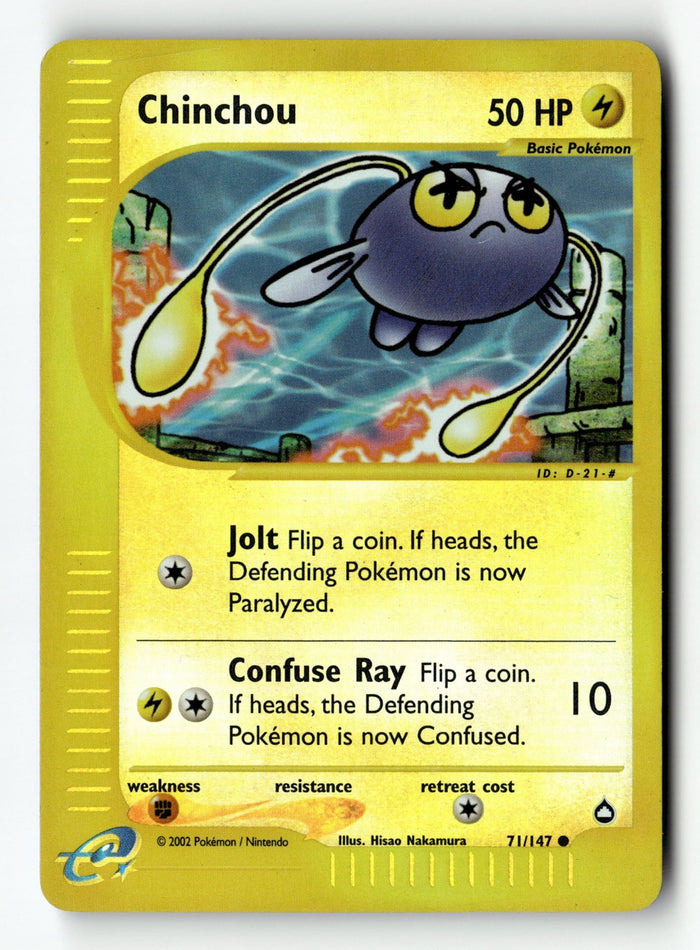 Pokemon Card Chinchou (71) Reverse Holo LP Aquapolis 71/147