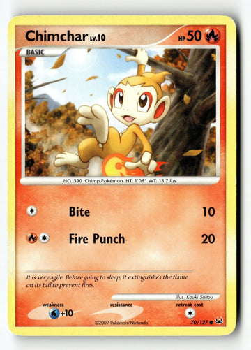 Pokemon Card Chimchar LP Platinum 70/127