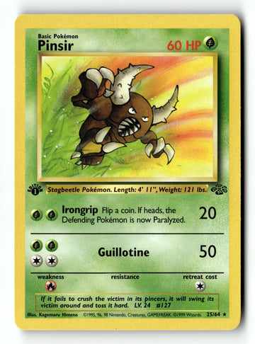 Pokemon Card Pinsir (25) 1st Edition LP Jungle 25/64
