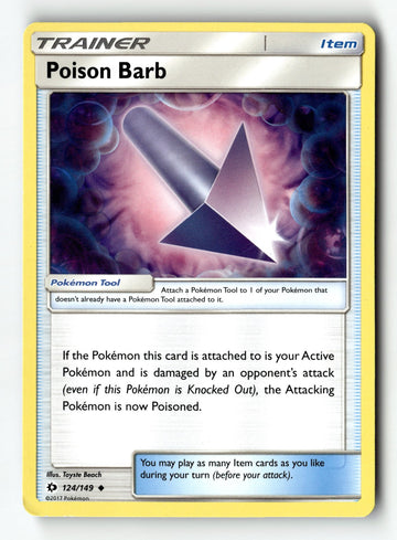 Pokemon Card Poison Barb Normal LP SM Base Set 124/149