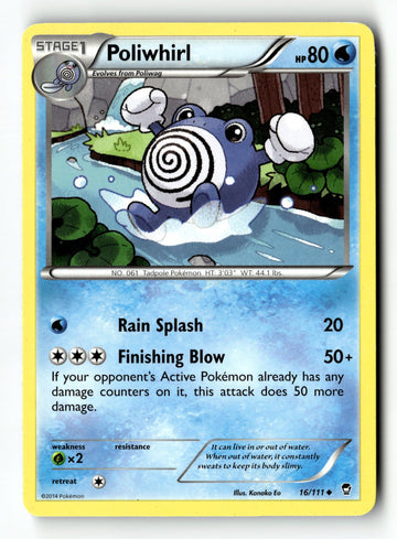 Pokemon Card Poliwhirl Normal LP XY - Furious Fists 16/111