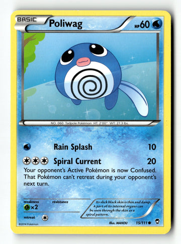 Pokemon Card Poliwag Normal LP XY - Furious Fists 15/111