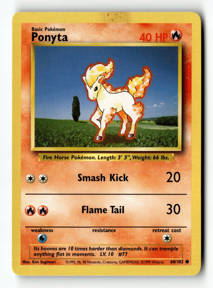 Pokemon Card Ponyta Normal LP Base Set 060/102