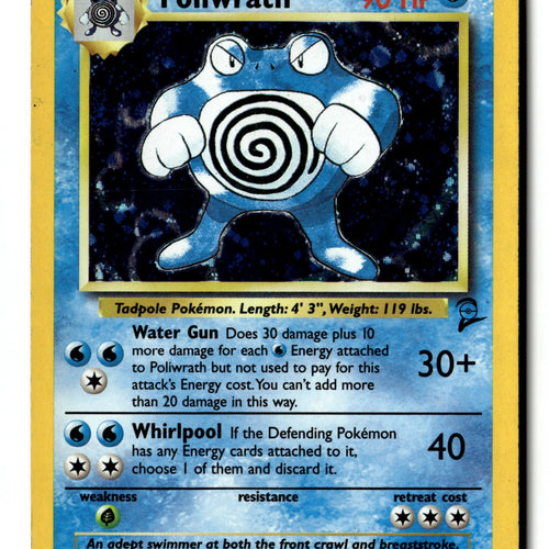 Pokemon Card Poliwrath Holo LP Base Set 2 15/130