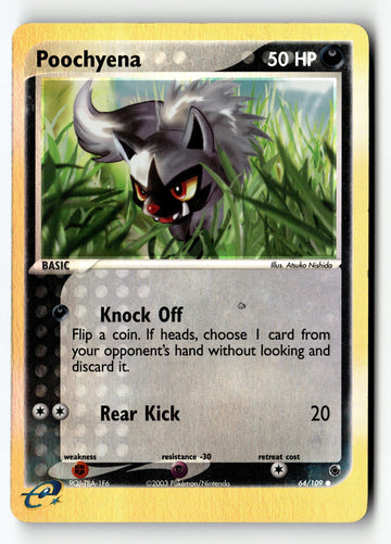 Pokemon Card Poochyena - Reverse Holo LP Ruby and Sapphire 64/109