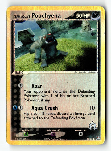 Pokemon Card Team Aqua's Poochyena Reverse Holo LP Team Magma vs Team Aqua 55/95