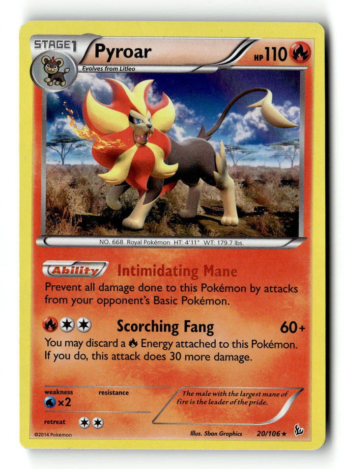 Pokemon Card Pyroar Holo LP XY - Flashfire 20/106
