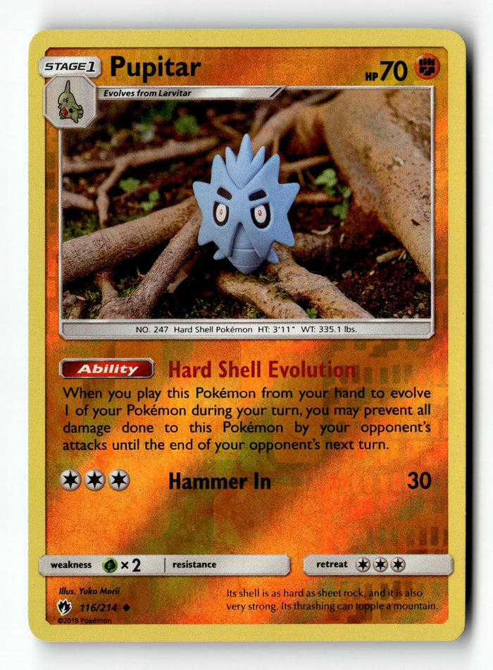 Pokemon Card Pupitar Reverse Holo LP SM - Lost Thunder 116/214
