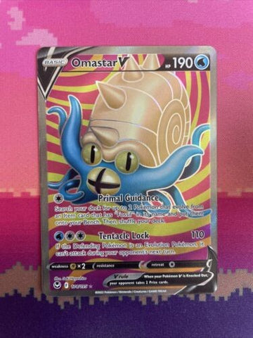 Pokemon Cards Omastar V 174/195 Ultra Rare Full Art Silver Tempest Near Mint