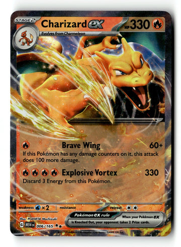 Pokemon Card Charizard ex - Holo LP SV: Scarlet & Violet 151 006/165