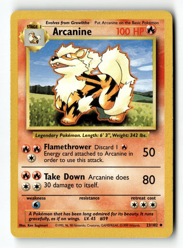 Pokemon Card Arcanine LP Base Set 023/102