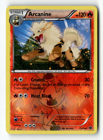 Pokemon Card Arcanine Reverse Holo LP Next Destinies 13/99