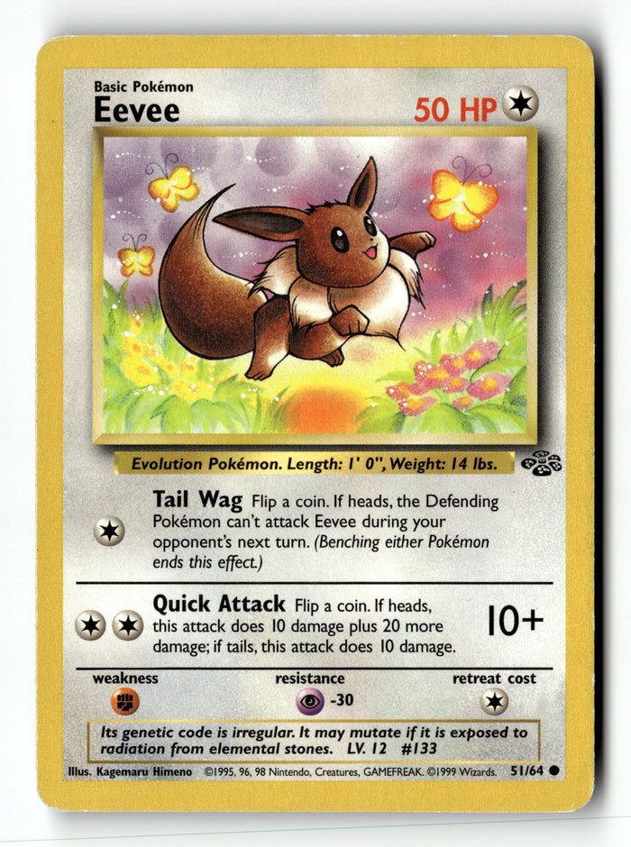 Pokemon Card Eevee Unlimited LP Jungle 51/64