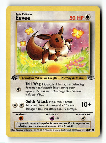 Pokemon Card Eevee 1st Edition LP Jungle 51/64