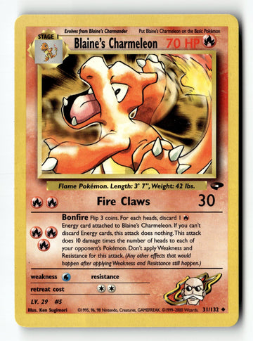 Pokemon Card Blaine's Charmeleon Unlimited LP Gym Challenge 31/132
