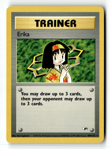 Pokemon Card Erika (100) Unlimited LP Gym Heroes 100/132